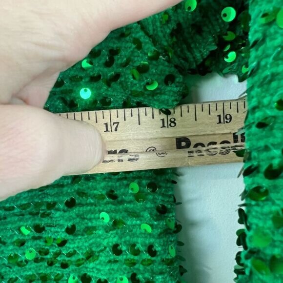 ZARA NEW SEQUIN KNIT VELOUR TUNIC TOP LIMITED EDTION GREEN SIZE SMALL - Picture 8 of 15